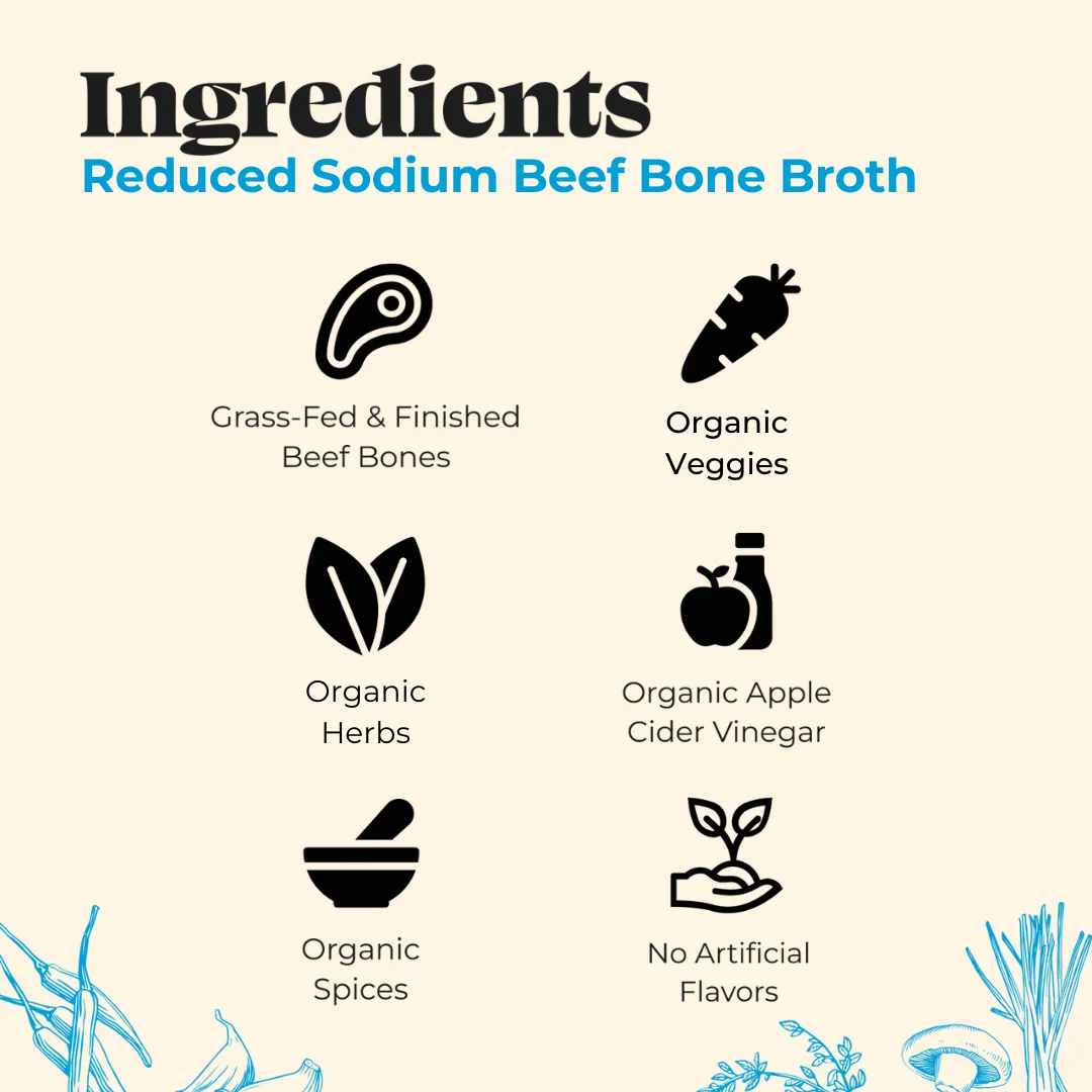 6 Pack: Reduced Sodium Beef Bone Broth - Image 3