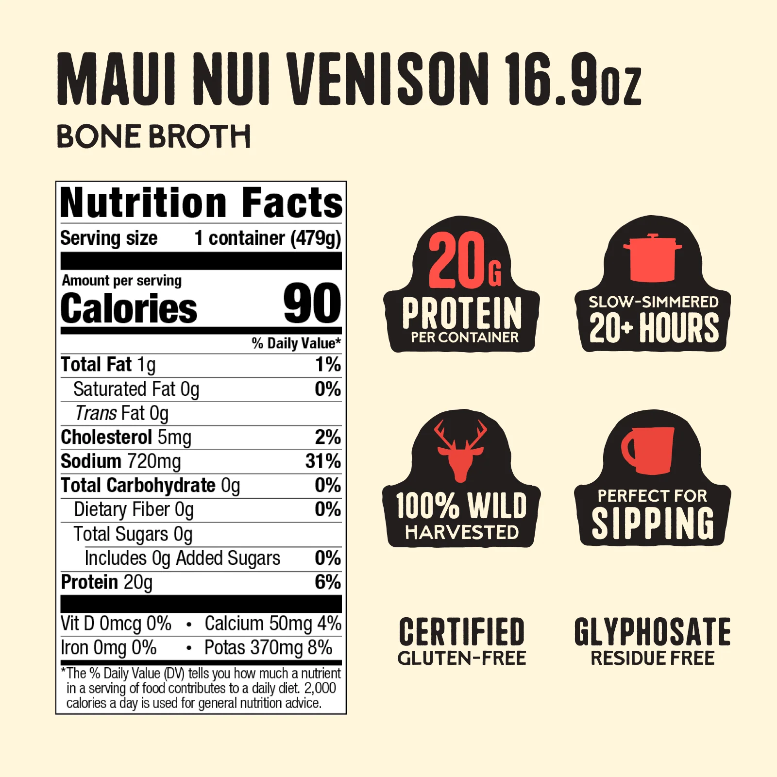 Maui Nui Venison Bone Broth - 16.9 oz - Image 2