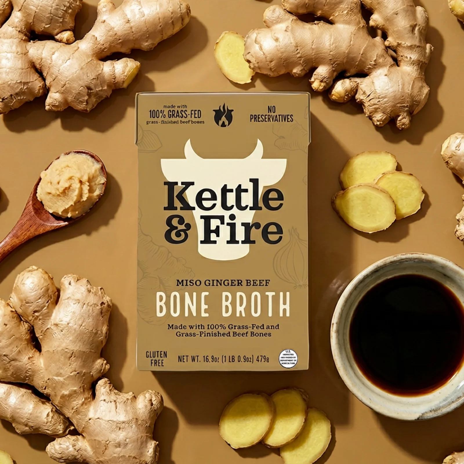100% Grass-fed Miso Ginger Beef Bone Broth 16.9oz - Image 4