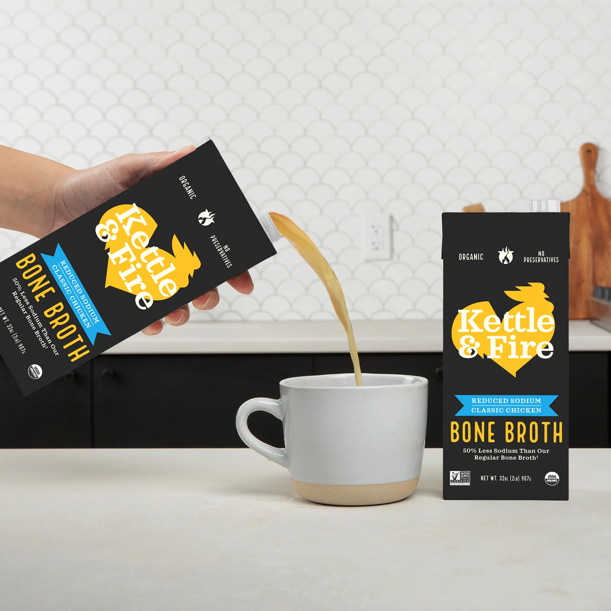 4 Pack: Reduced Sodium Chicken Bone Broth - 32oz - Image 4
