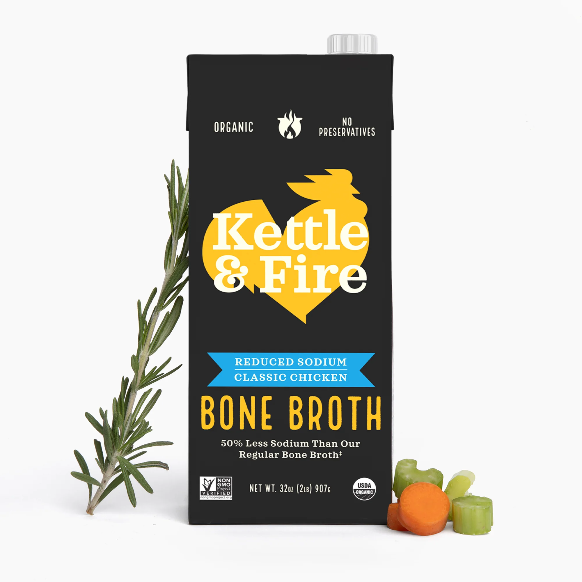 4 Pack: Reduced Sodium Chicken Bone Broth - 32oz - Image 5