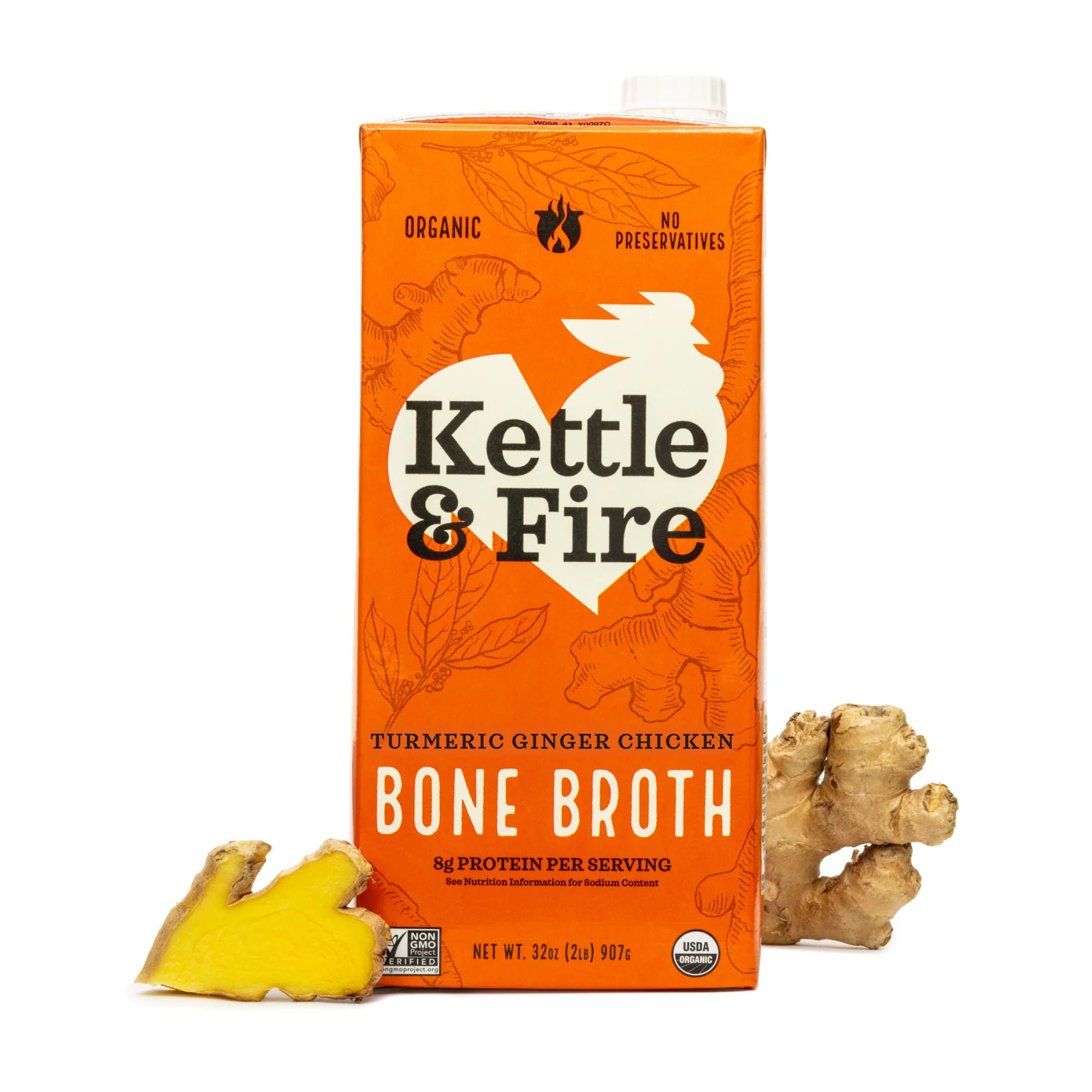 4 Pack: Turmeric Ginger Chicken Bone Broth - 32 oz - Image 4